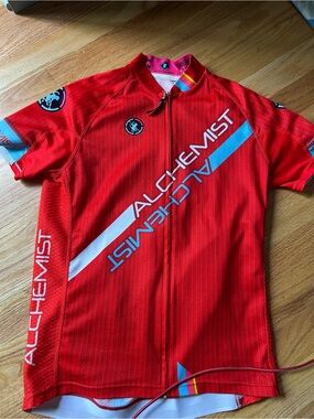 Specialized Alchemist Red Cycling Jersey with Blue-Trim Accents